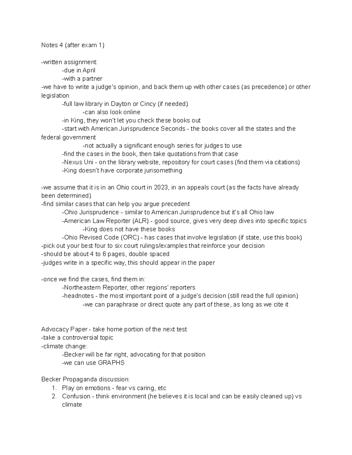 BLS 342 - Notes - 4 - Torts - Notes 4 (after exam 1) -written ...