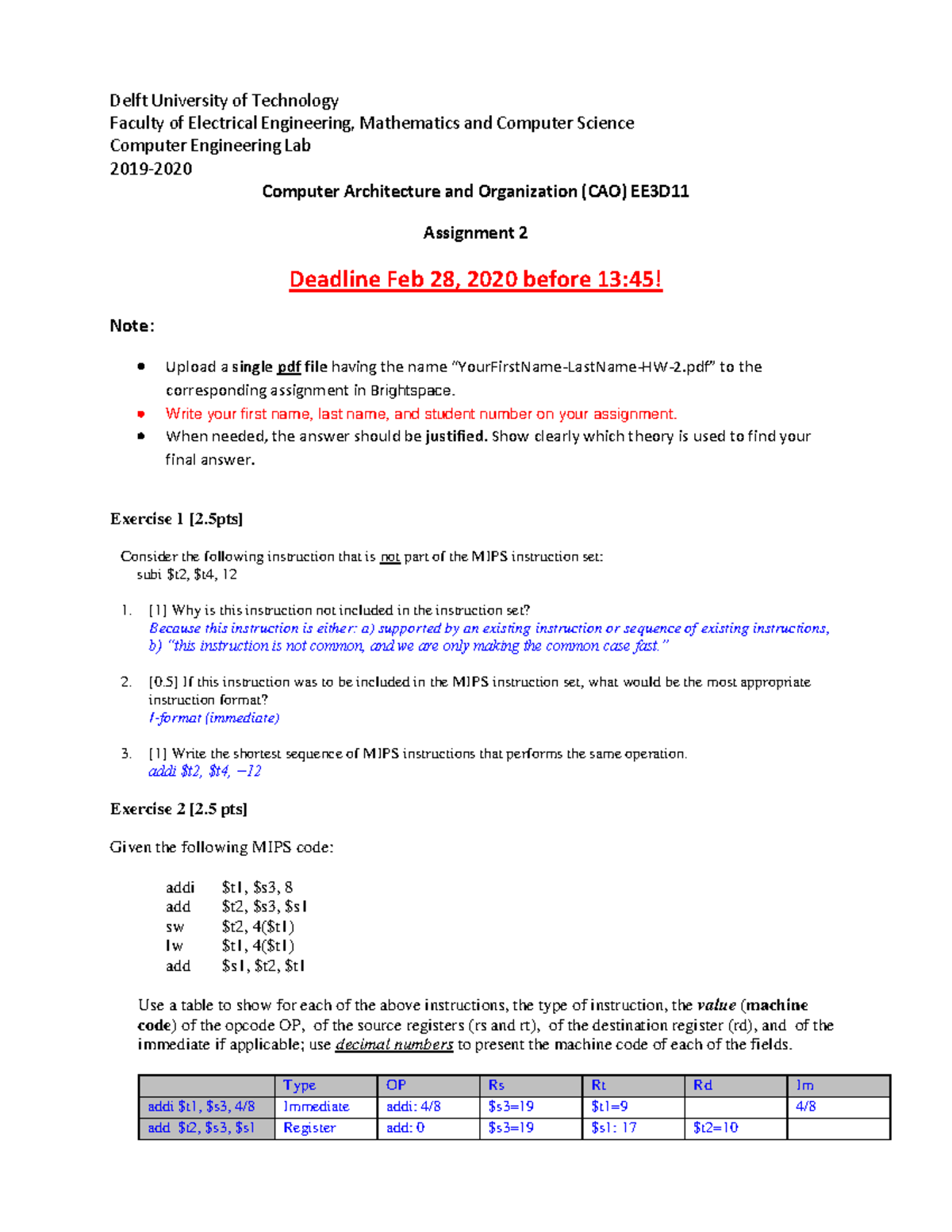 2019-2020-CAO-Assignment 2-Answers - Warning: TT: Undefined Function ...