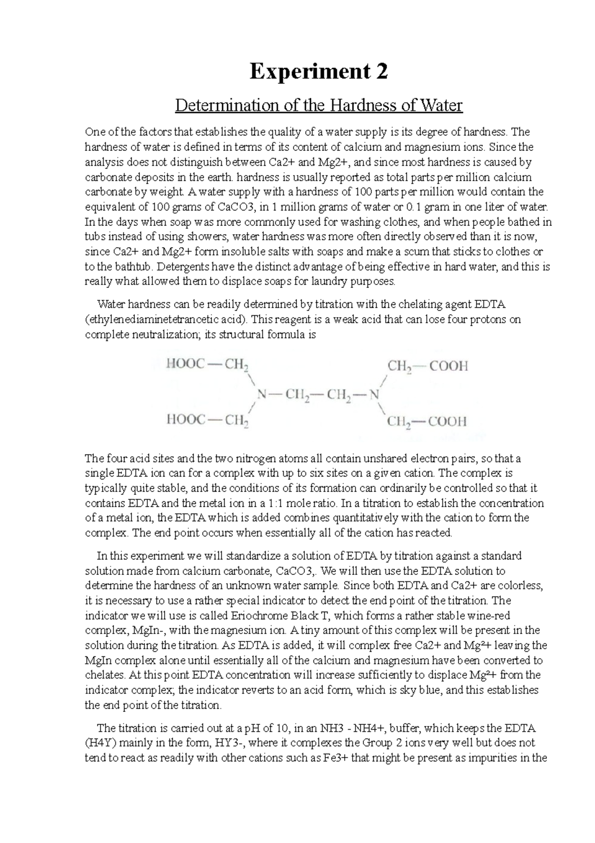 Lab Manual 7 In Text - Experiment 2 Determination Of The Hardness Of ...