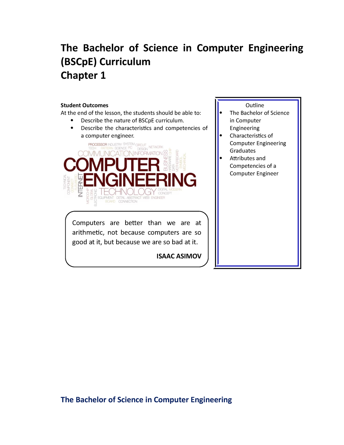 01 The Bachelor Of Science In Computer Engineering (BSCp E) Curriculum ...