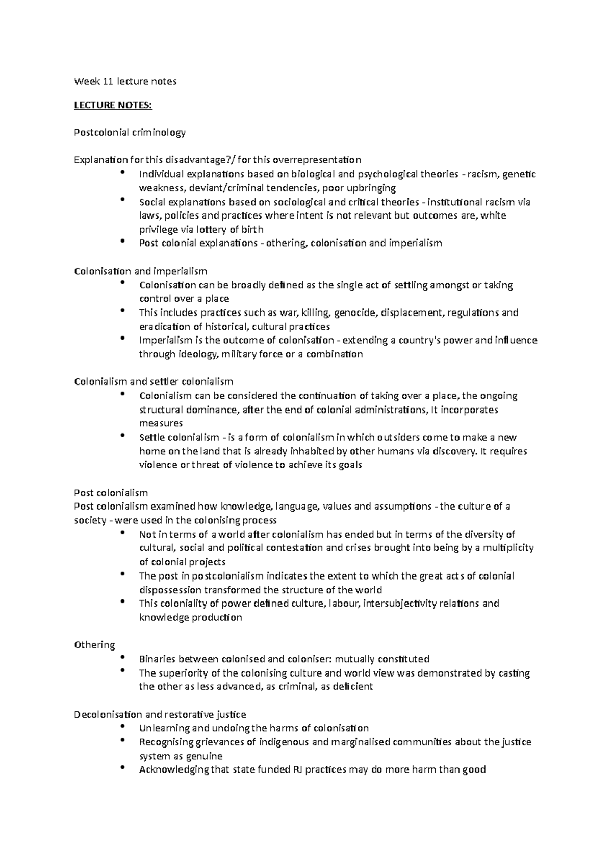 Week 11 - Lecture notes 11 - Week 11 lecture notes LECTURE NOTES ...