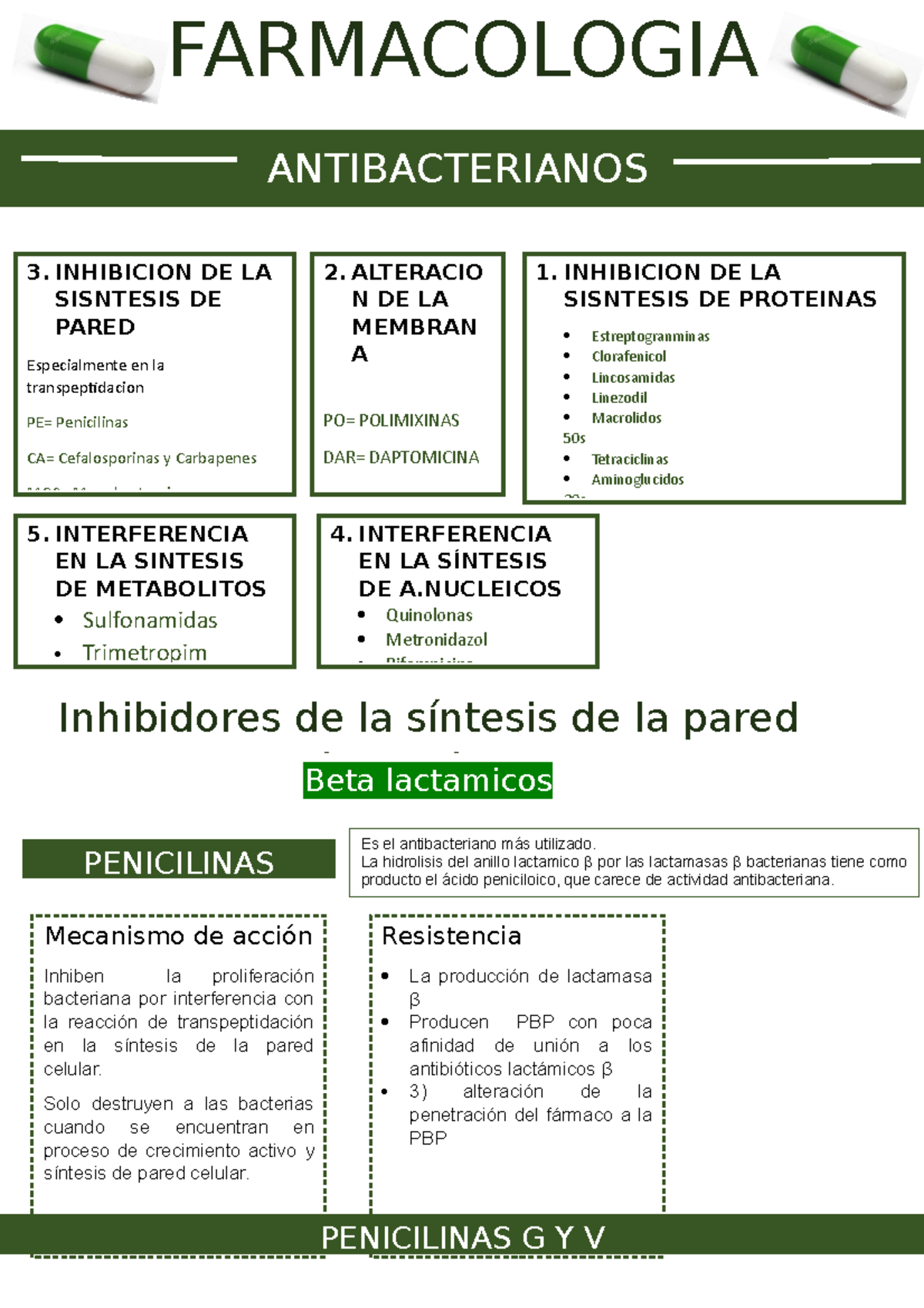 Farmacologia Apuntes - ANTIBACTERIANOS FARMACOLOGIA INHIBICION DE LA ...