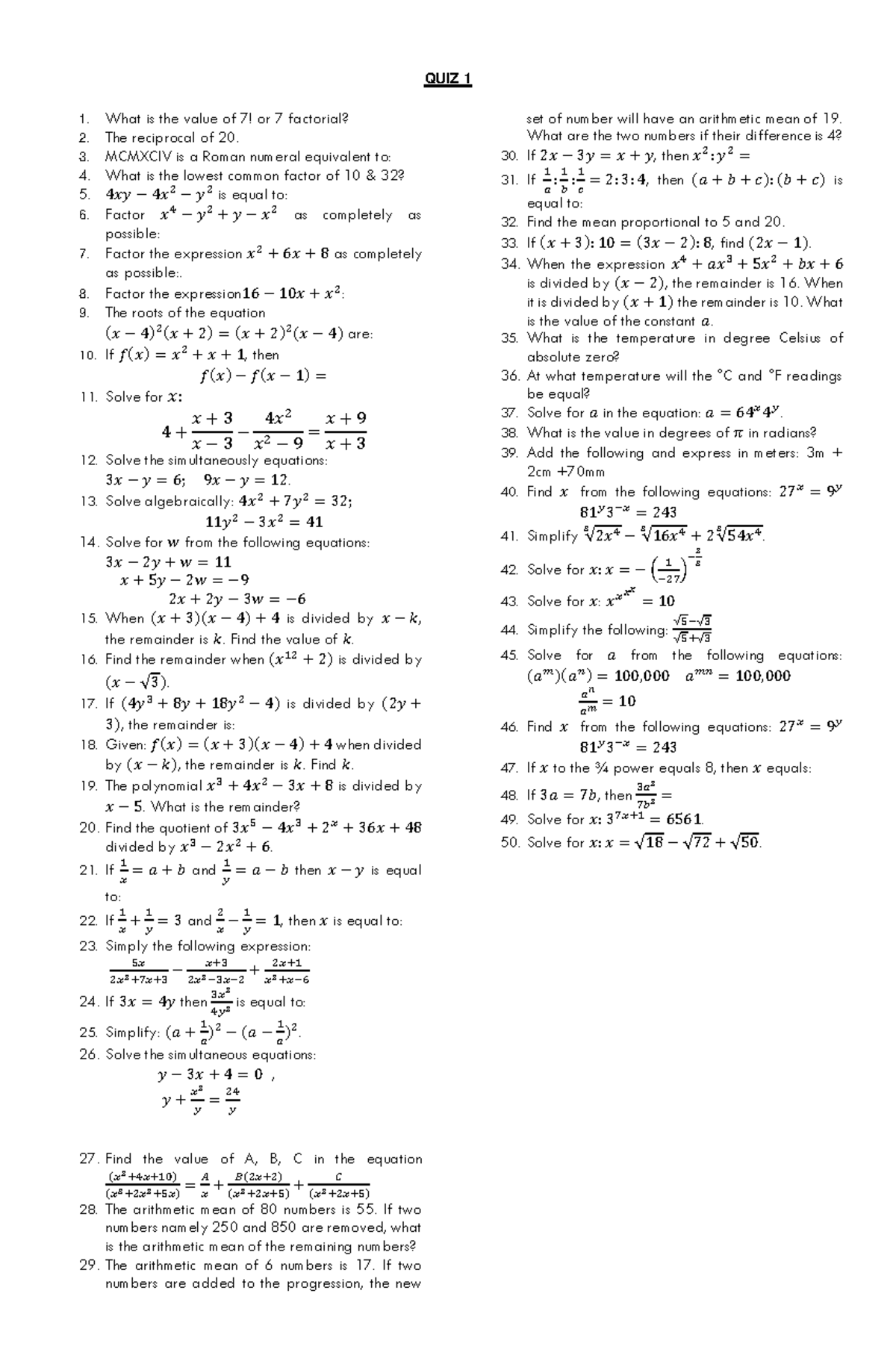 Inbound 5738435034250062817 - QUIZ 1 What is the value of 7! or 7 ...