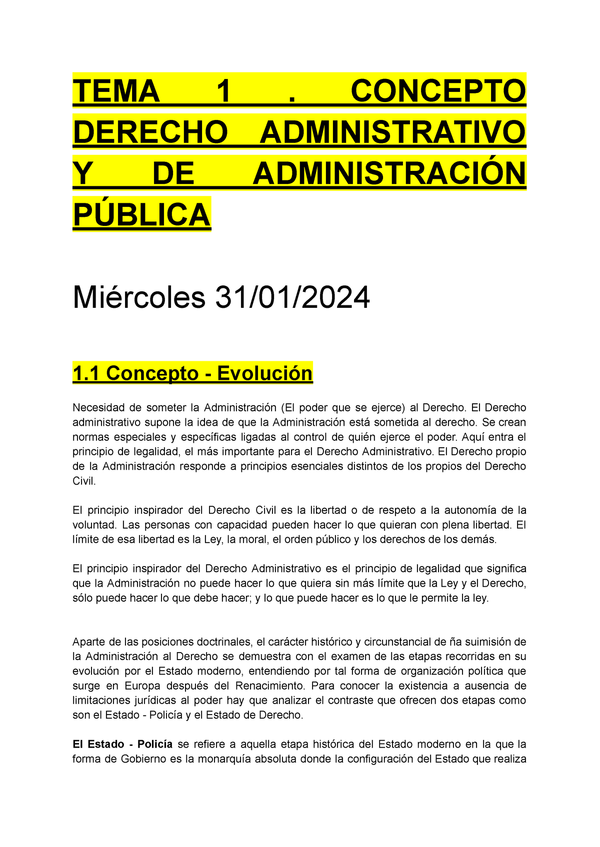 Introducción Al Derecho Administrativo - TEMA 1. CONCEPTO DERECHO ...