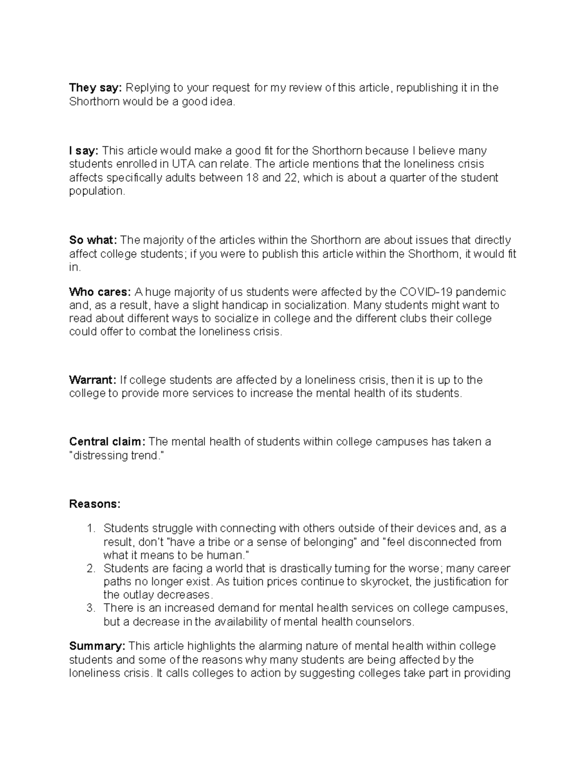 RAE Introduction Outline - They say: Replying to your request for my ...