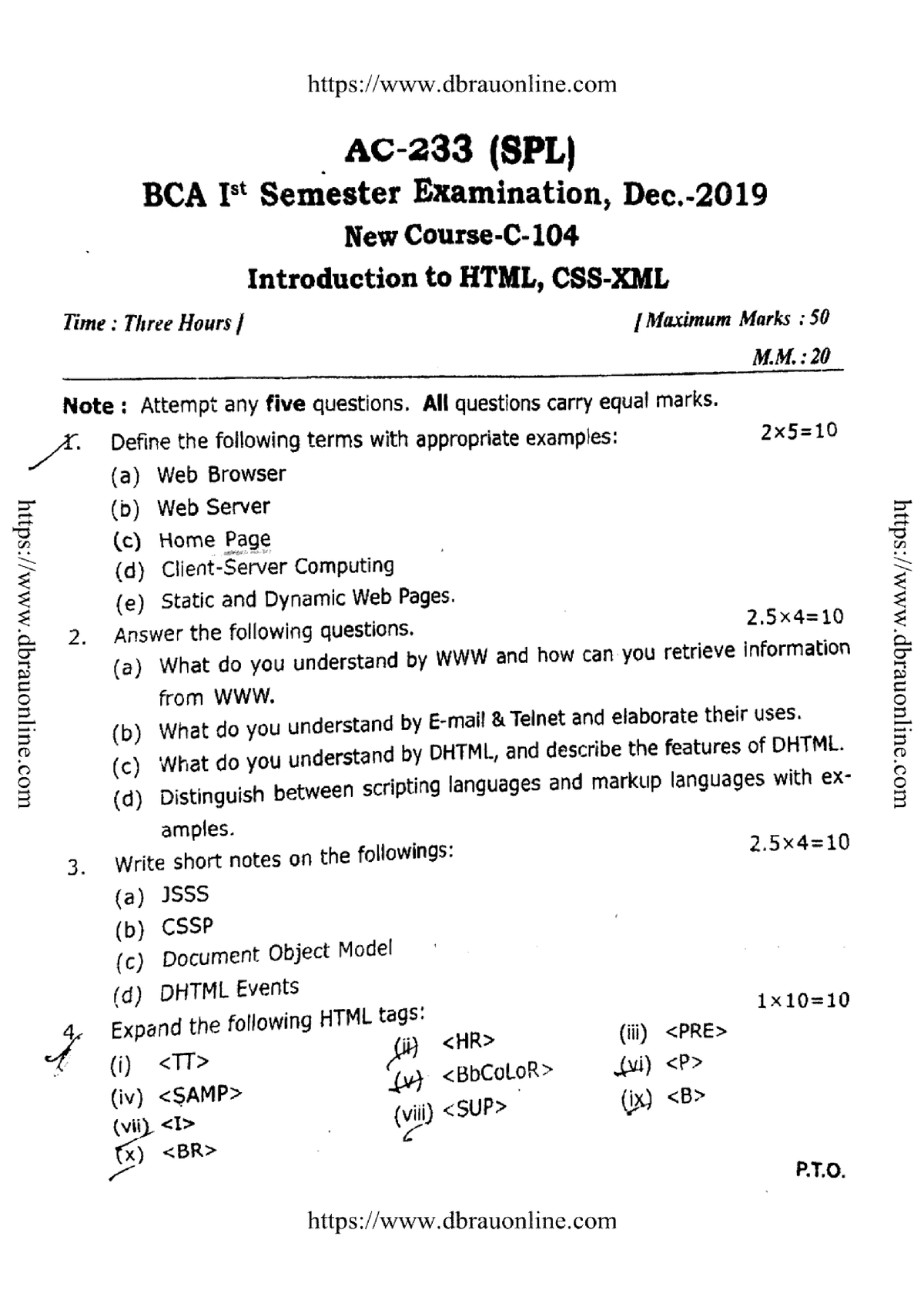 Bca 1 Sem Introduction To Html Css Hml Ac 233 Spl Dec 2019 - B.A.LL.B ...