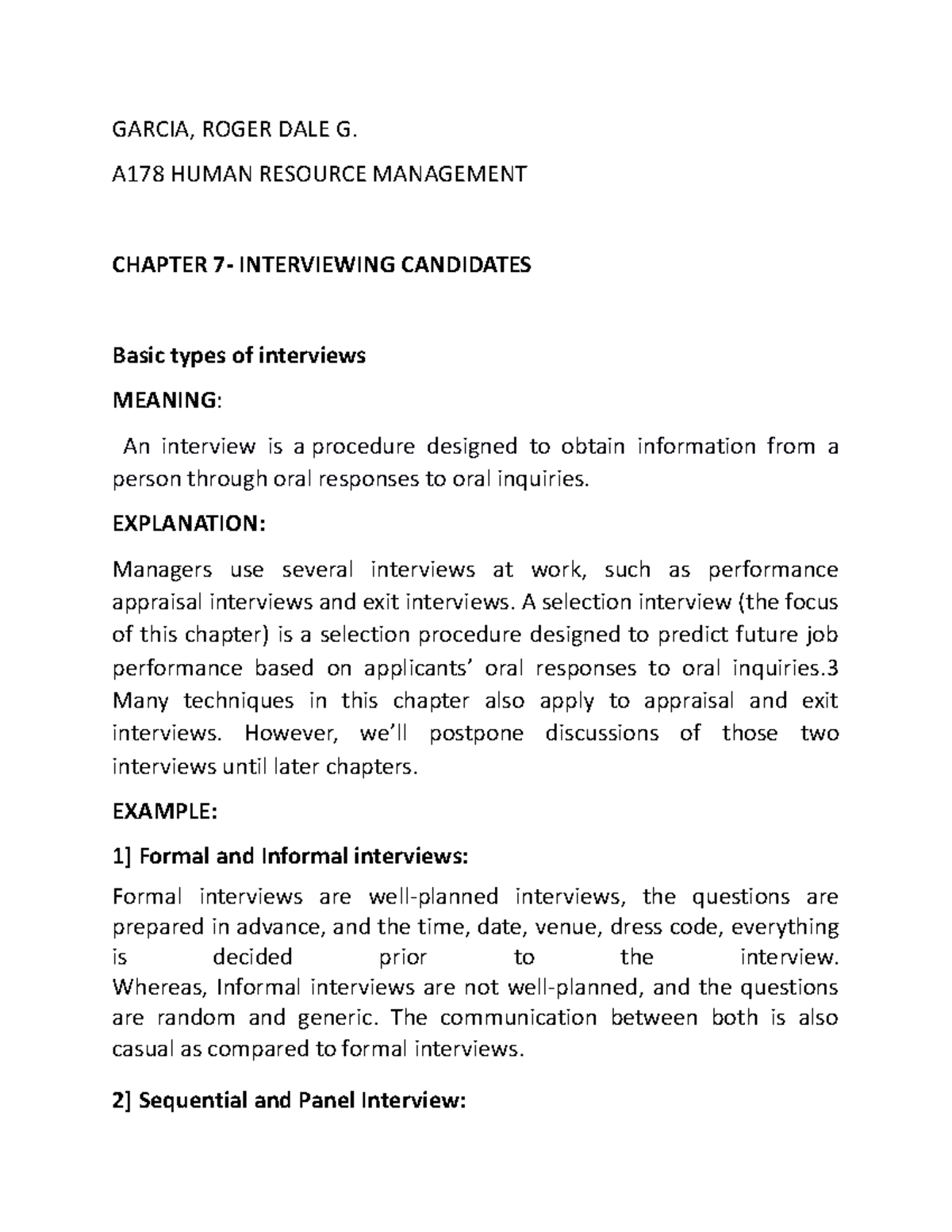 A178-Chapter 7-RD - written reports - GARCIA, ROGER DALE G. A178 HUMAN ...