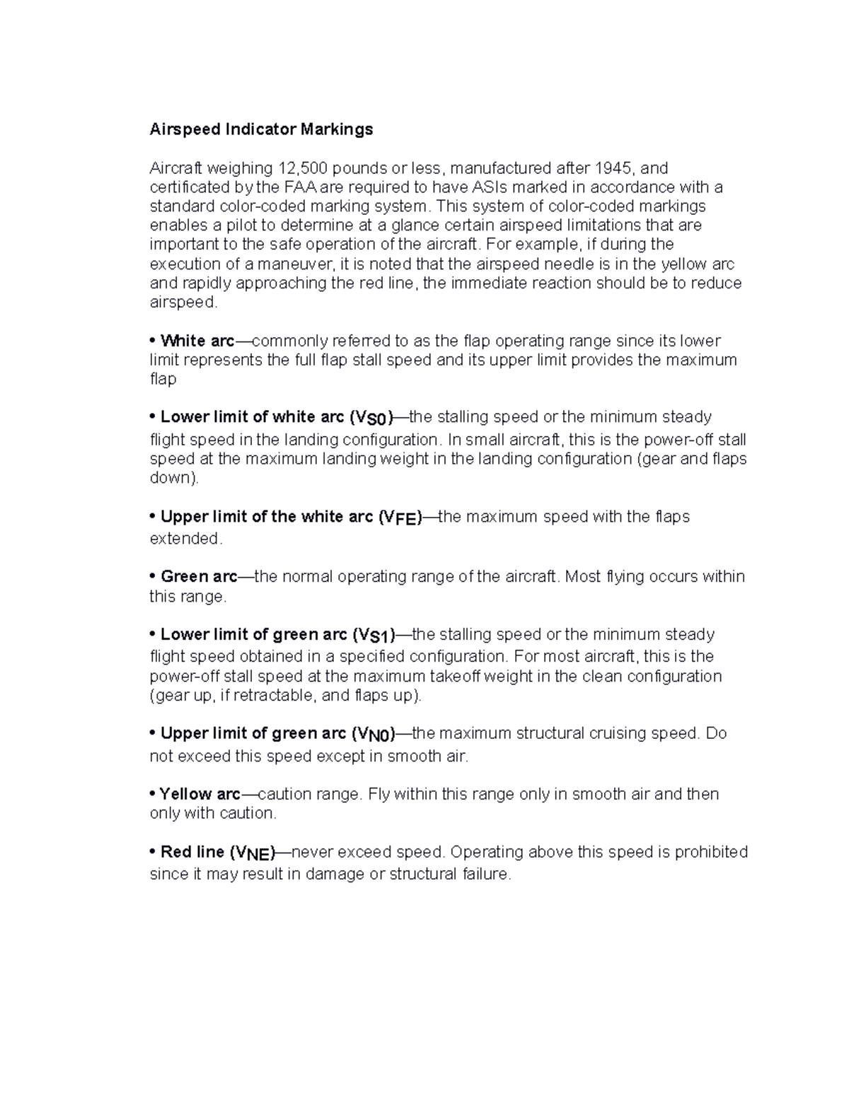 Airspeed Indicator Markings - Airspeed Indicator Markings Aircraft ...