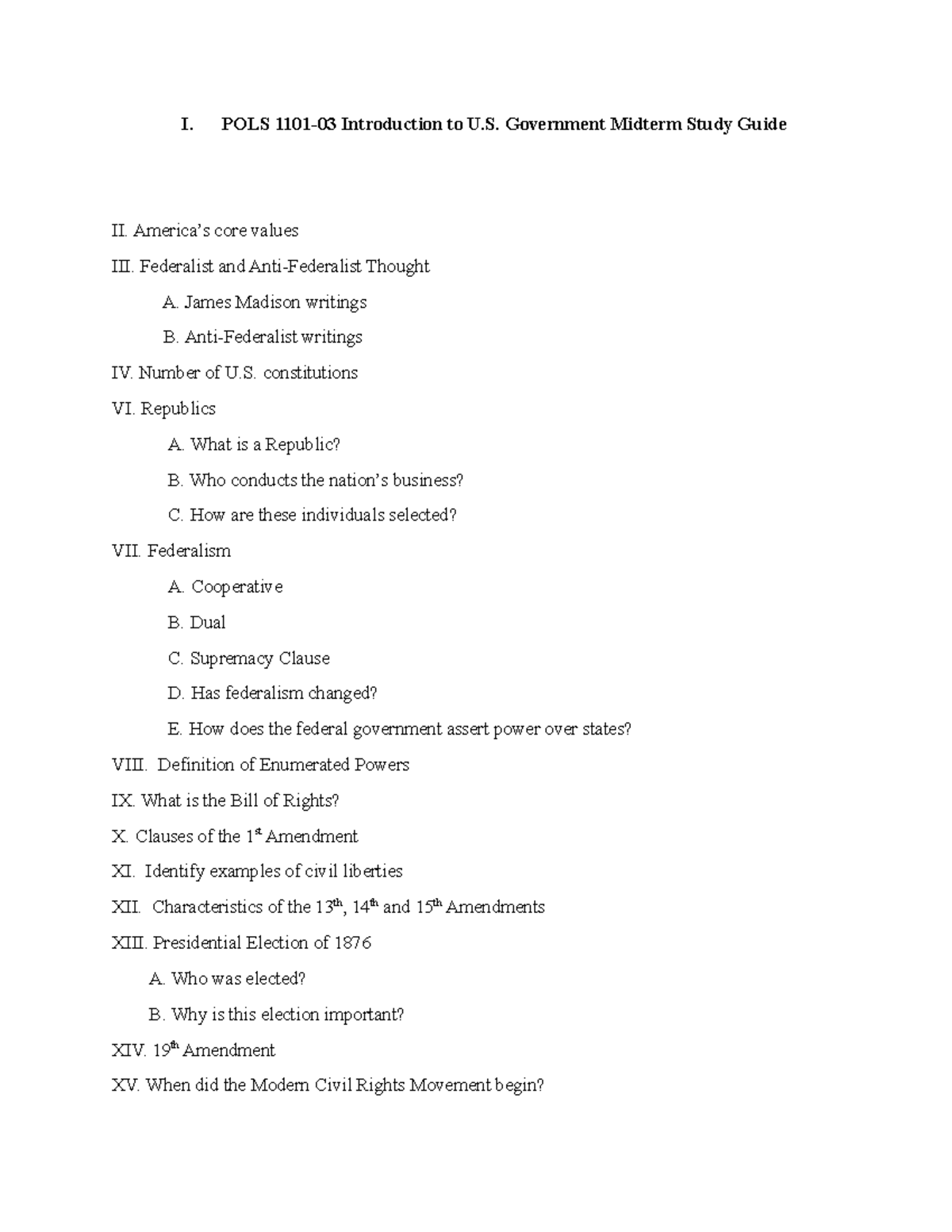 POLS 1101 Mid-Term Study Problems - POLS 1101 - ISU - Studocu
