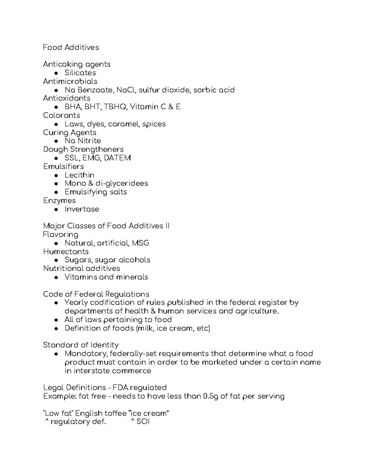 Food additives - Lecture notes week 5 - Food Additives Anticaking ...