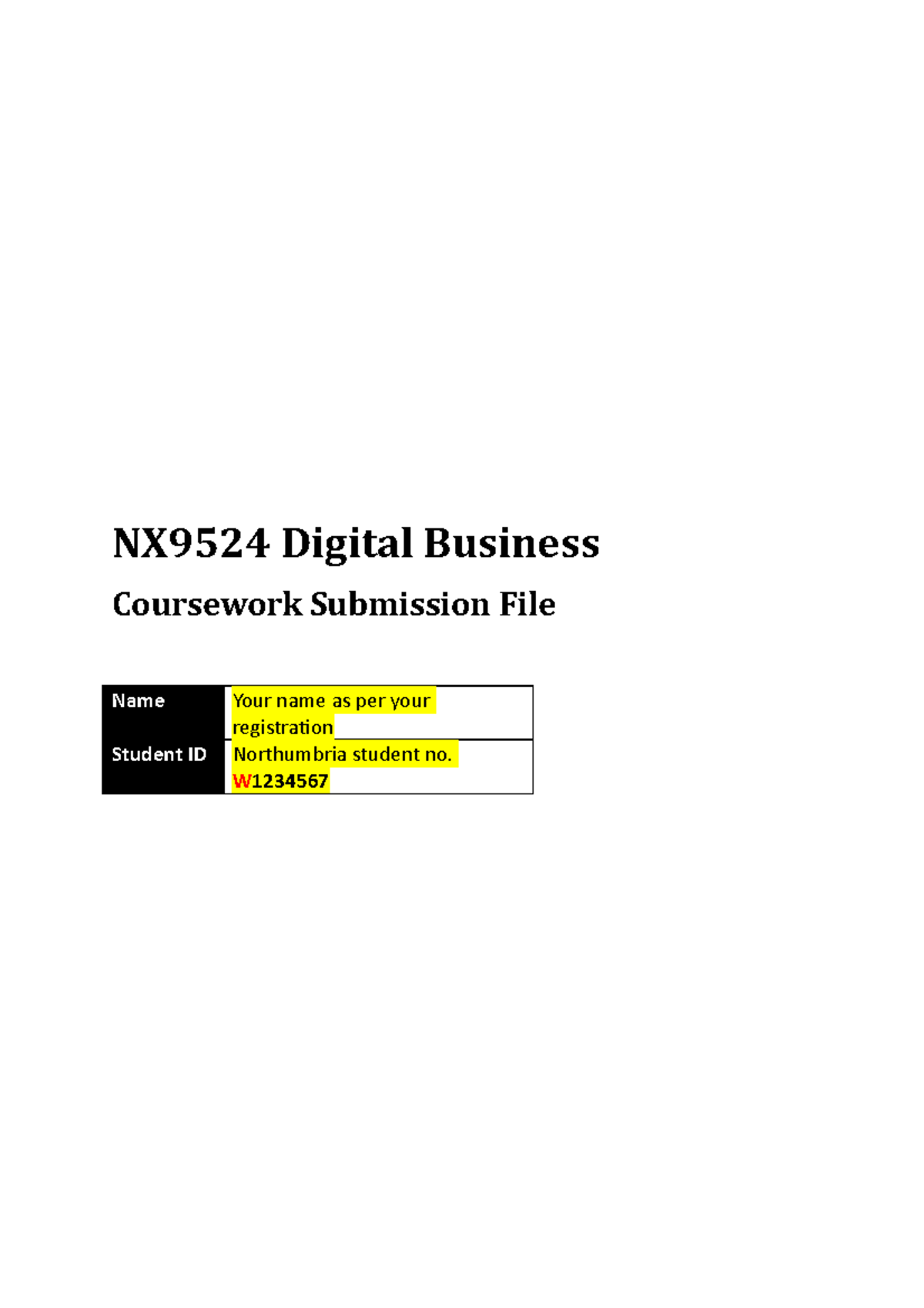 NX9524 Coursework [Student ID] - Updated (1) - NX9524 Digital Business ...