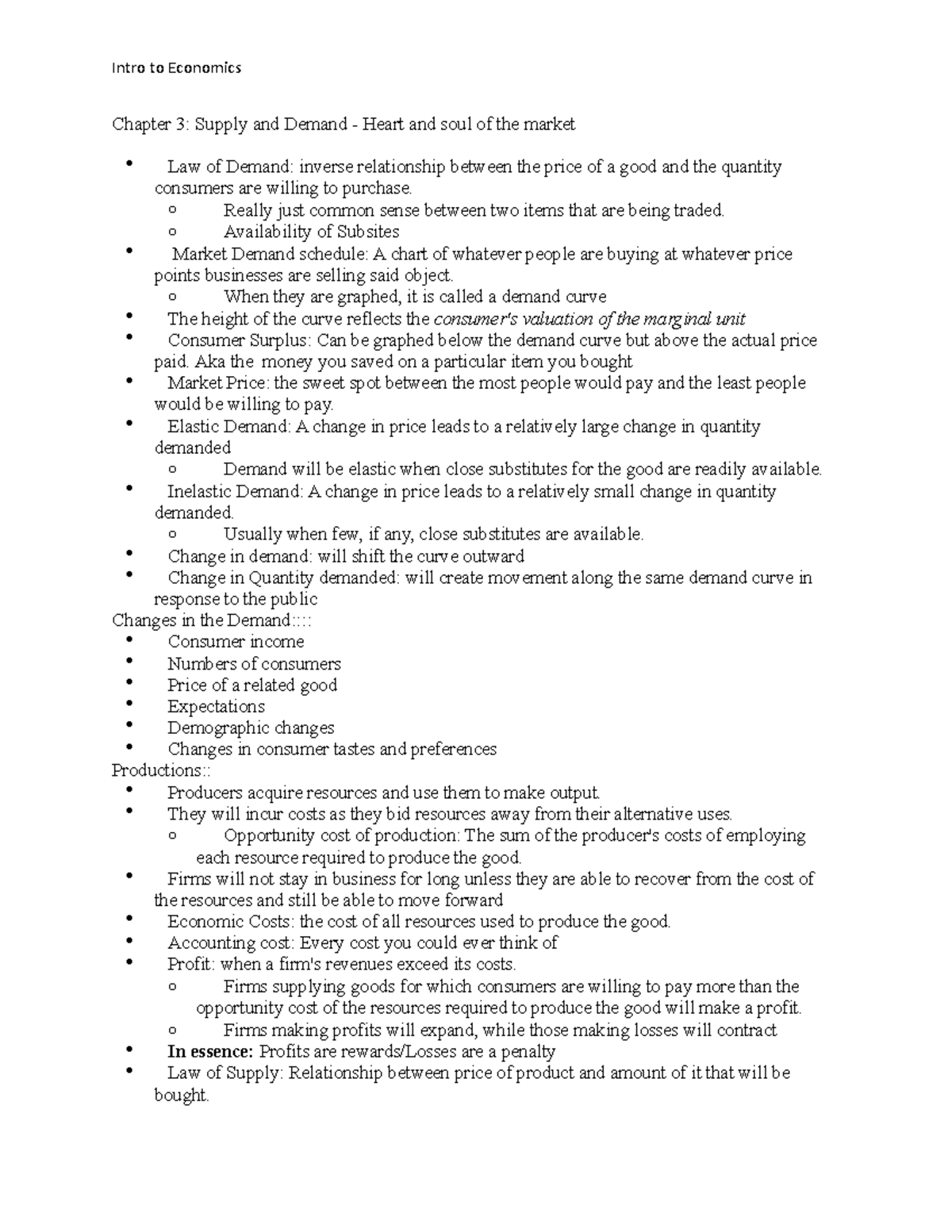 Intro to Economics Notes - Chapter 3: Supply and Demand - Heart and ...