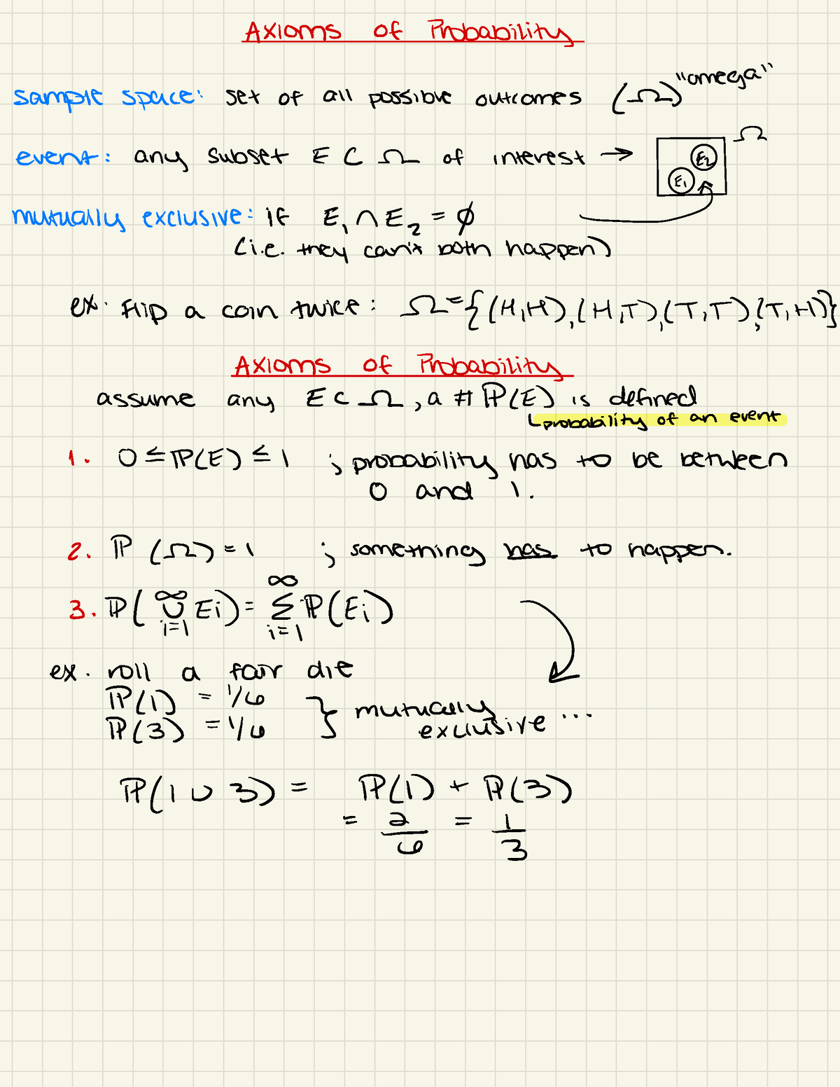 Axioms Of Probability - AXIOMS Of Probability Sample Space : Set Of All ...