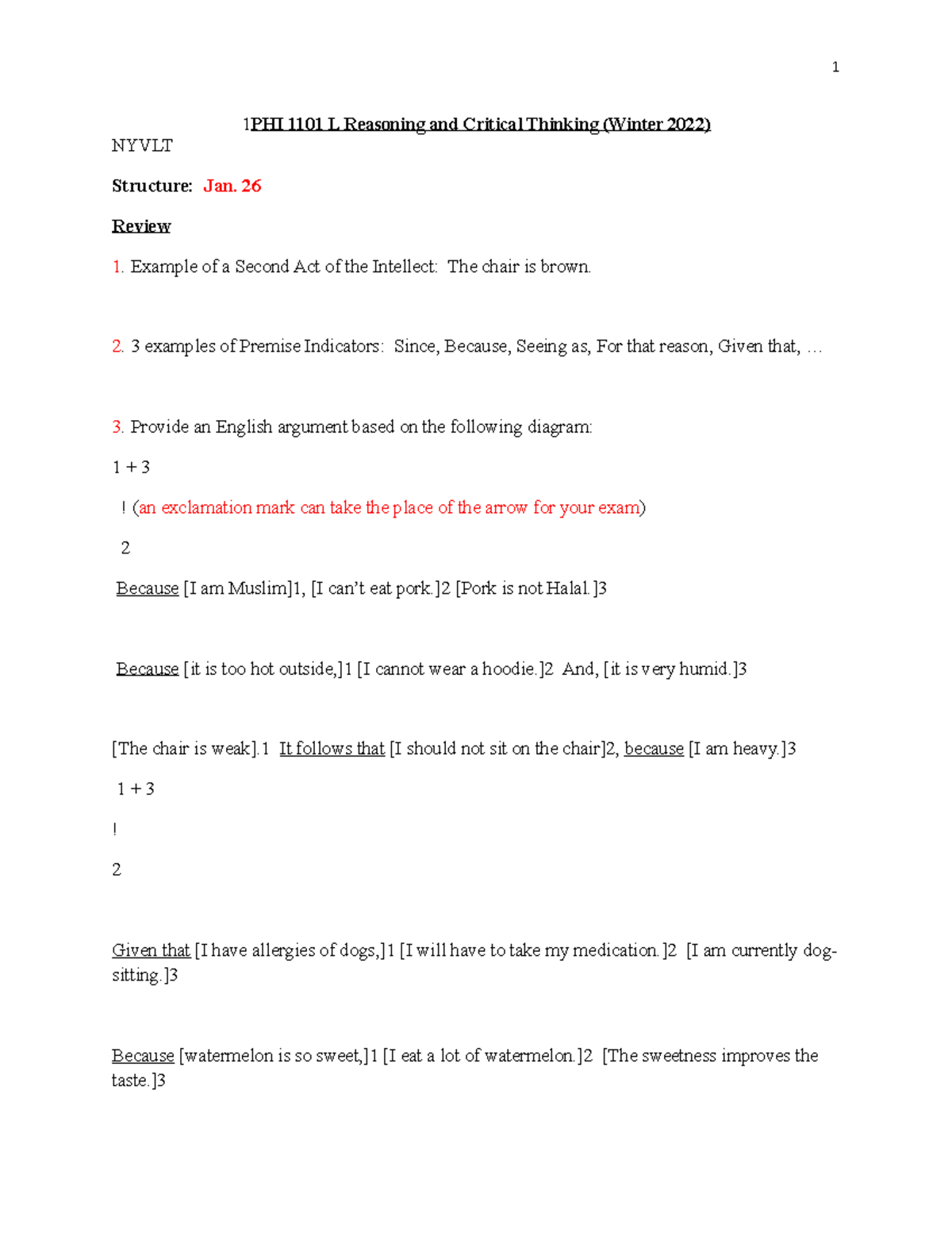 PHI 1101 Reasoning and Critical Thinking - 1 PHI 1101 L Reasoning and ...