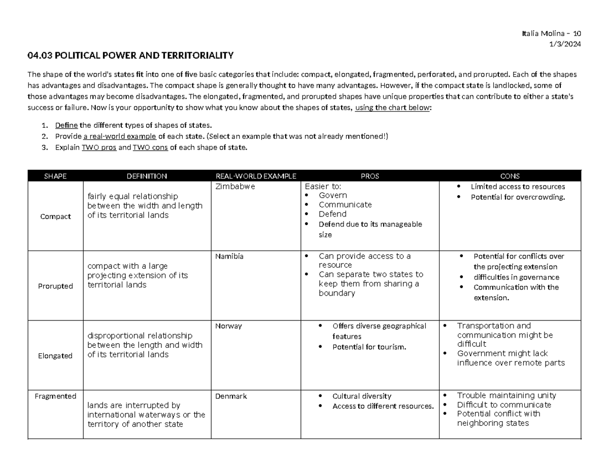 04.03+ Political+ Power+AND+ Territoriality+answers - Italia Molina ...