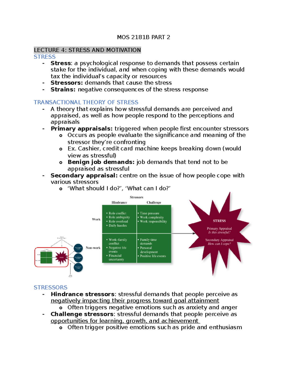 MOS 2181B PART 2 - notes - MOS 2181B PART 2 LECTURE 4: STRESS AND ...