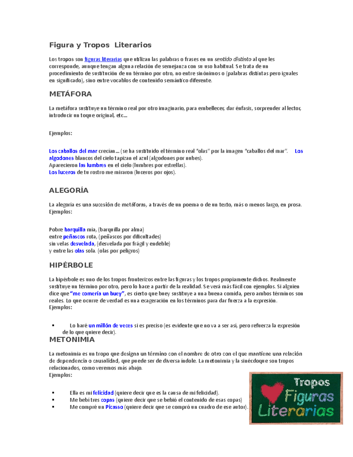 Concepto de Tropos es bueno Figura y Tropos Literarios Los tropos
