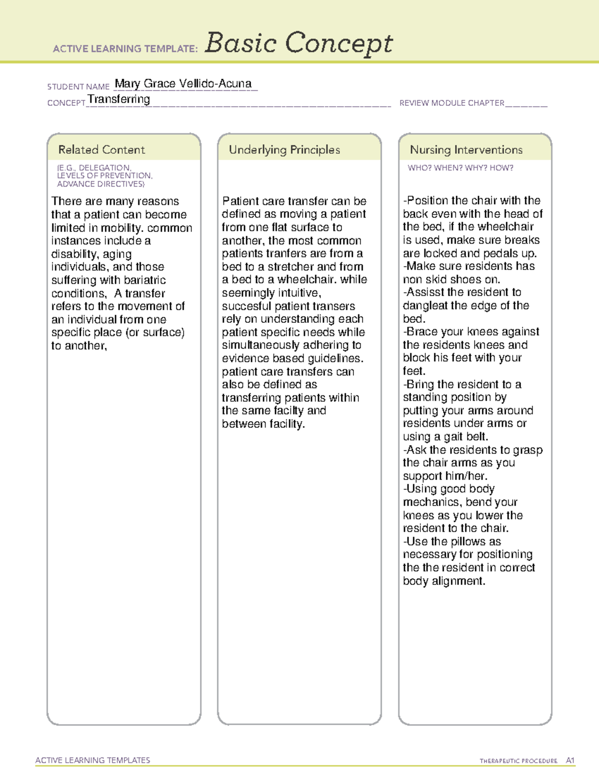 BC Transferring - ACTIVE LEARNING TEMPLATES THERAPEUTIC PROCEDURE A ...