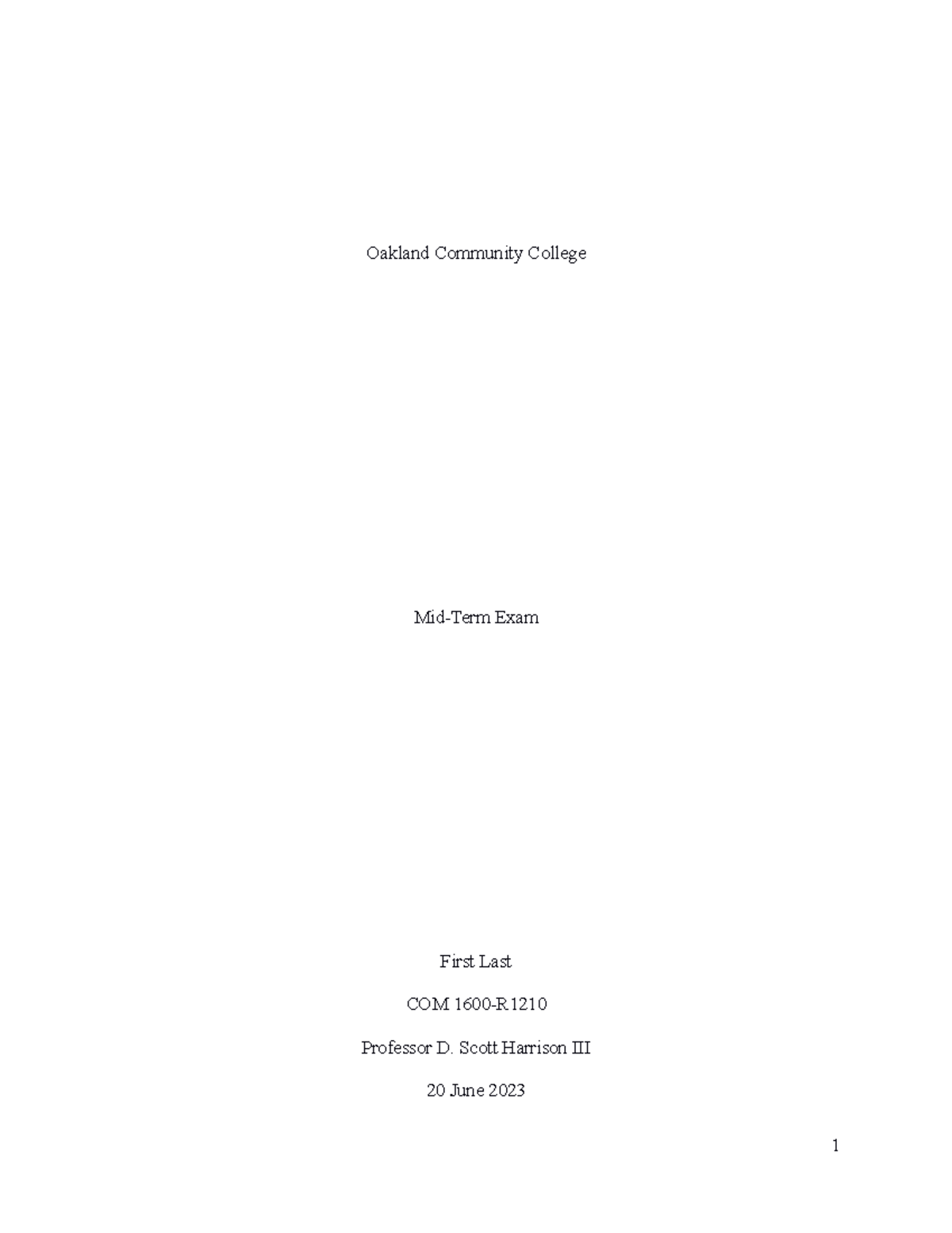 COM1600 MidTerm Exam SELF EXPLANATORY Oakland Community College