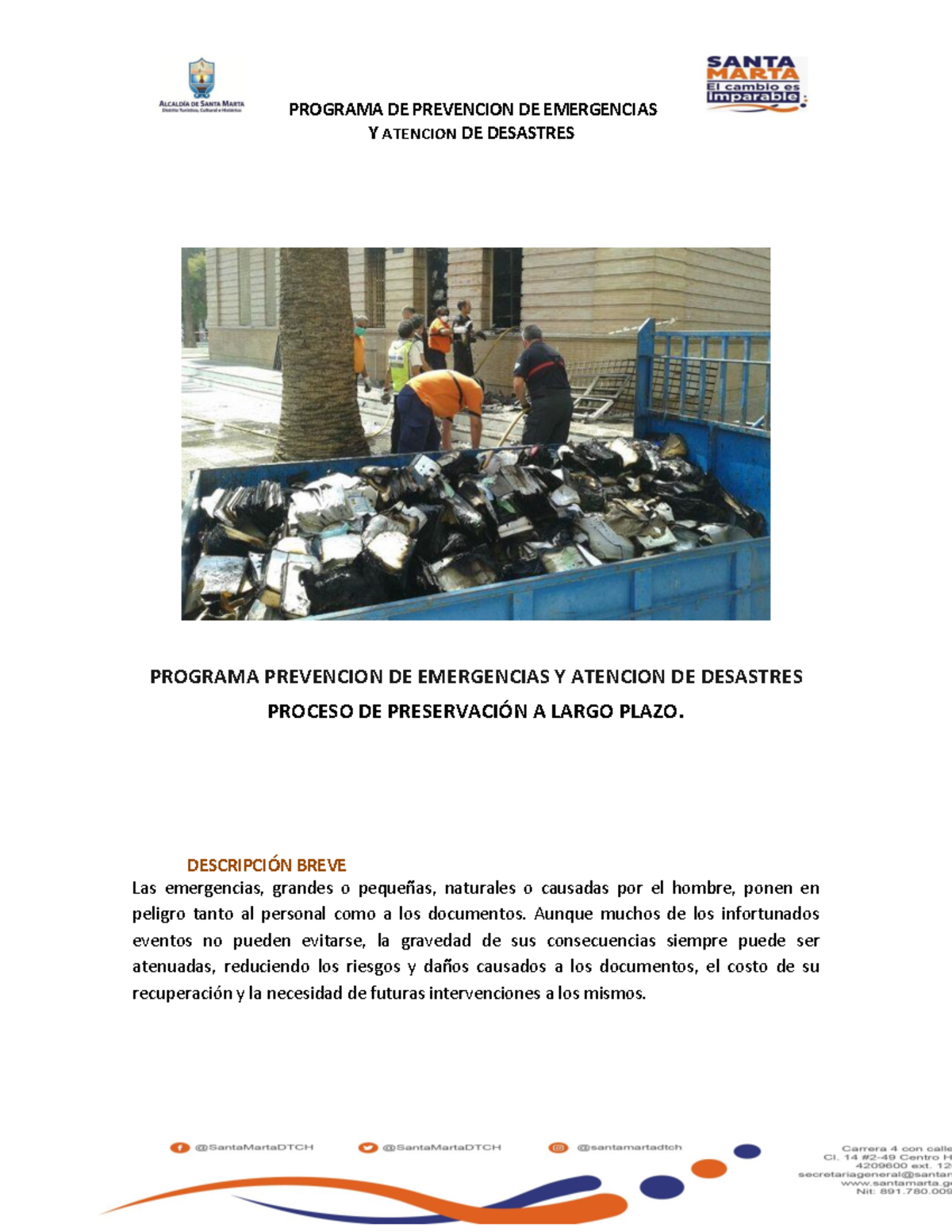 Programa de prevencion de emergencias p - Y ATENCION DE DESASTRES ...