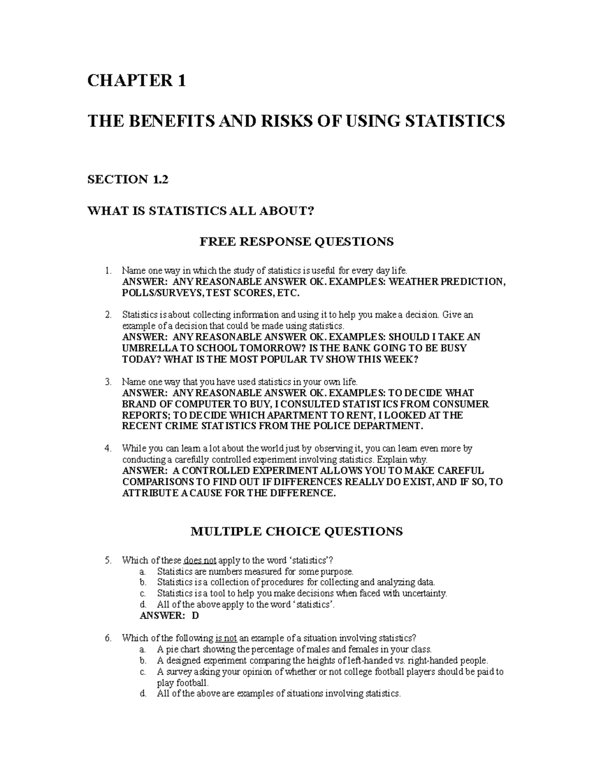TB Chapter 01 - Lecture notes - CHAPTER 1 THE BENEFITS AND RISKS OF ...