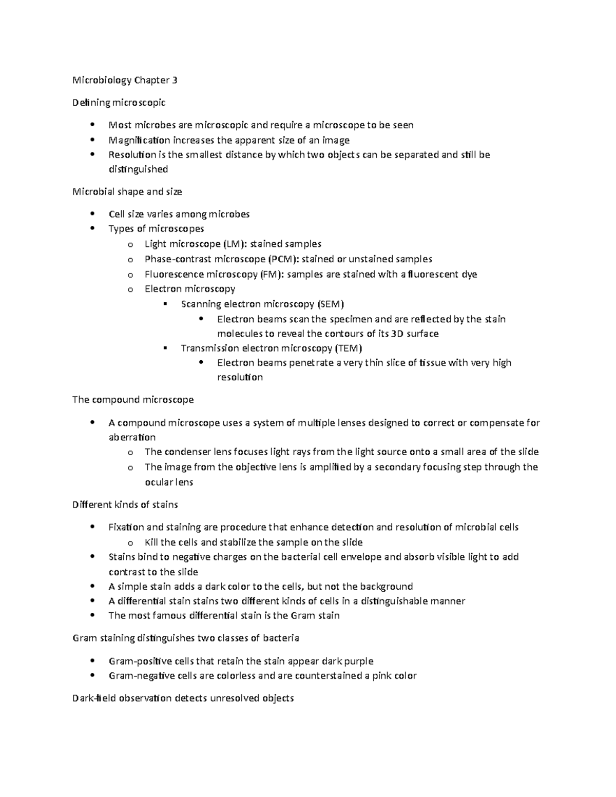 Microbiology Chapter 3 BIOL 250 - Microbiology Chapter 3 Defining ...