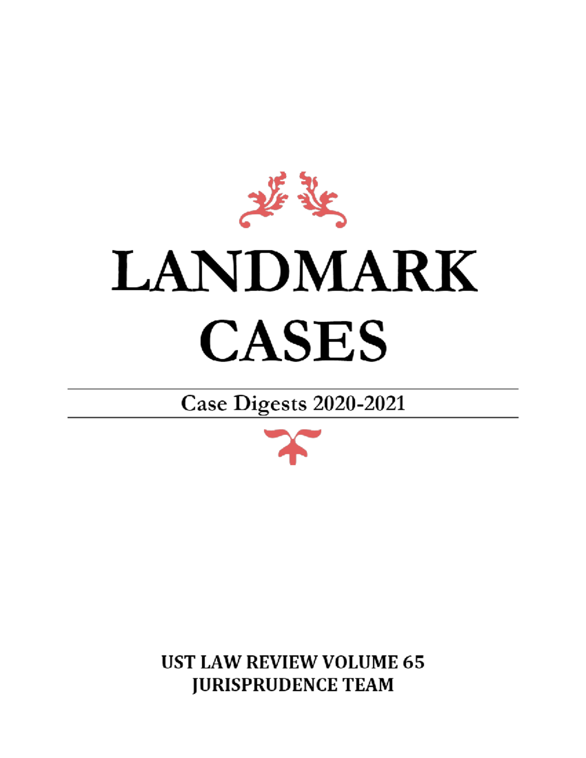 Landmark Cases 2020 2021 UST Law Review Latín Studocu