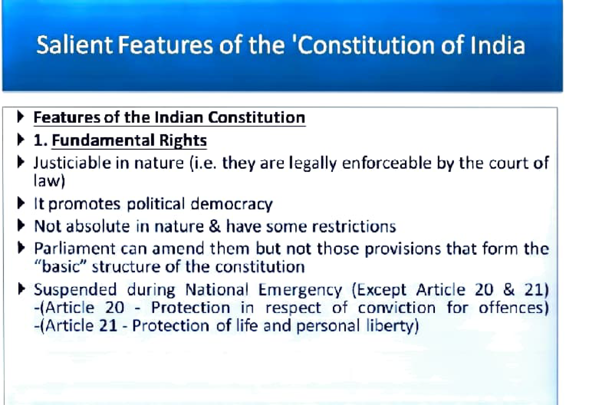 Notes -Salient Features Of( Constitution Of India) - Constitutional Law ...