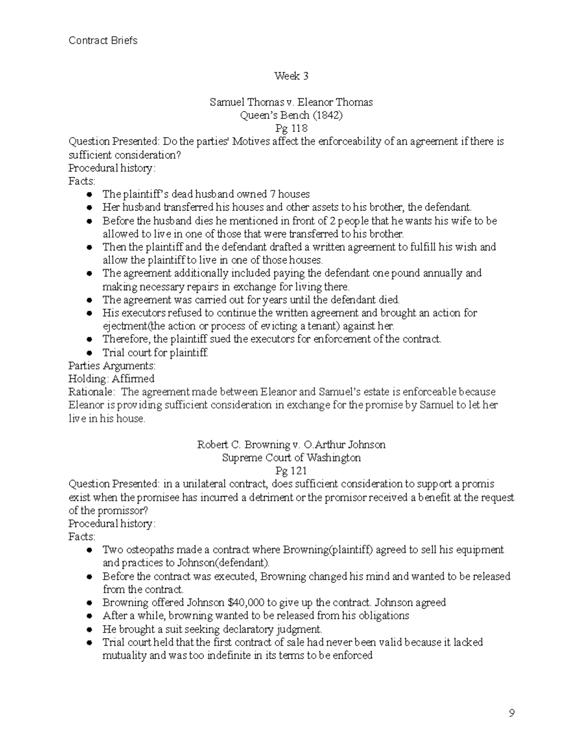 Contract Briefs-w3 - Briefs From Week 3 - Week 3 Samuel Thomas v ...