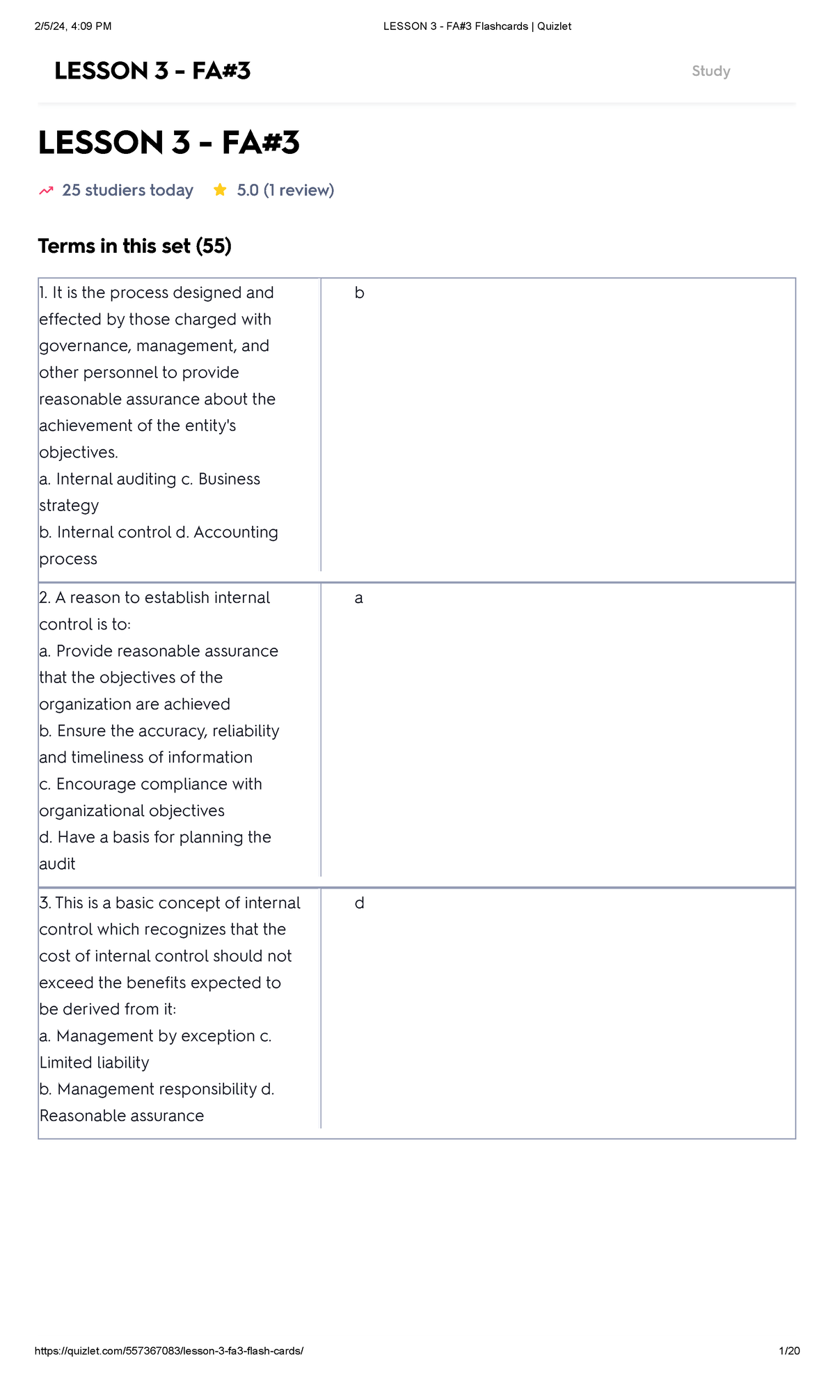 Lesson 3 - FA#3 Flashcards Quizlet - LESSON 3 - FA# 25 Studiers Today 5 ...