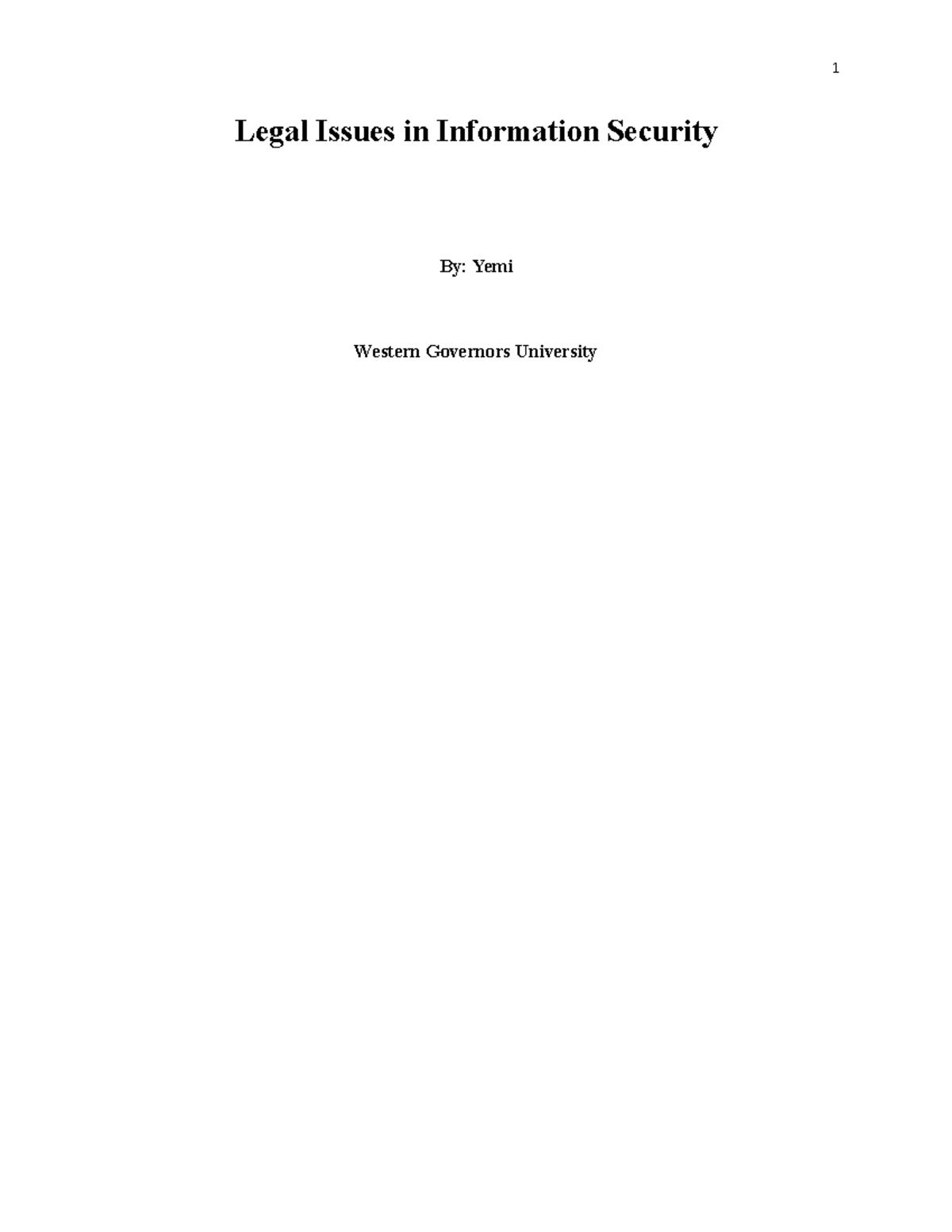 Legal Issues In Information Security Task 1 Legal Issues In 