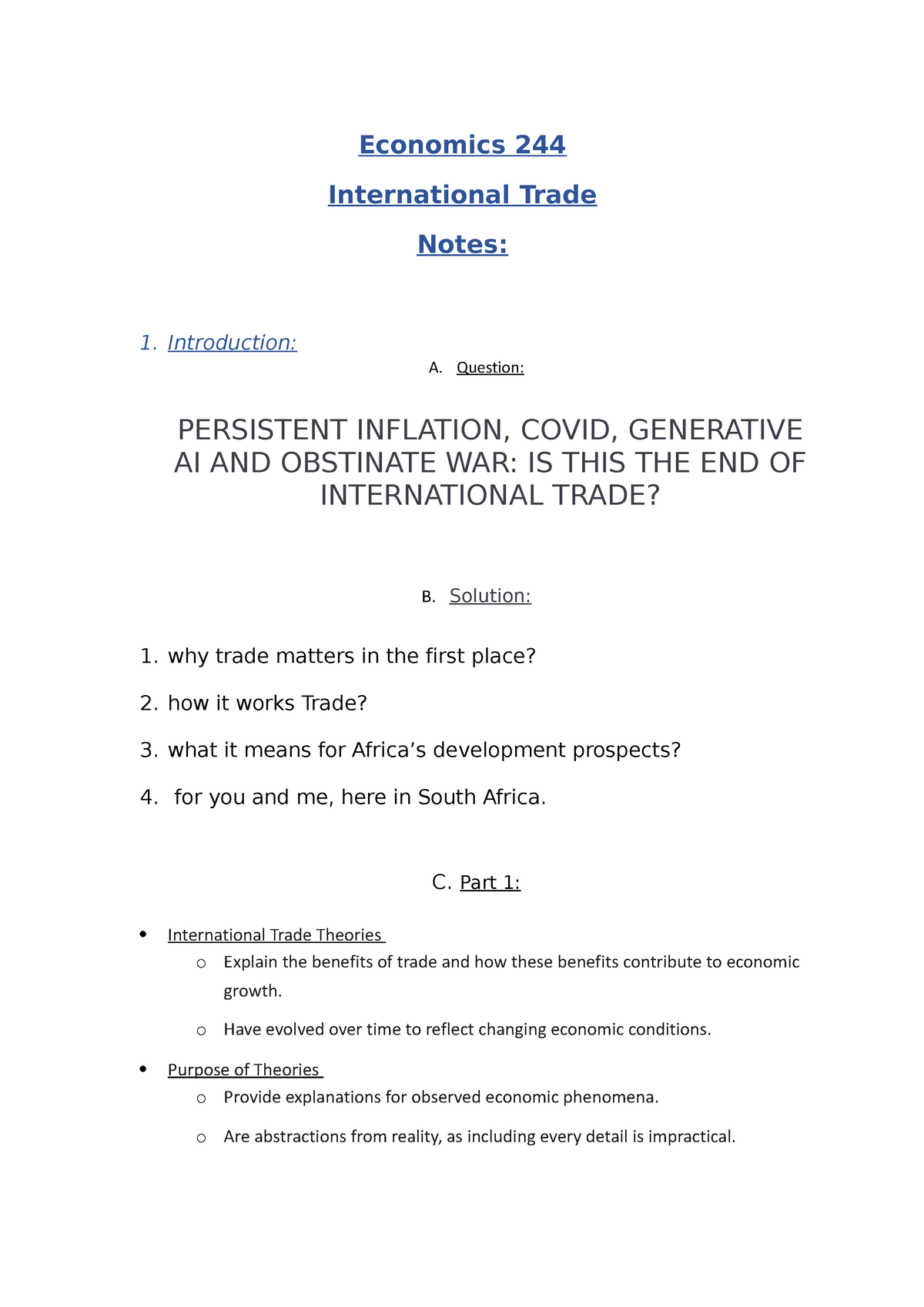 economics grade 12 international trade essay