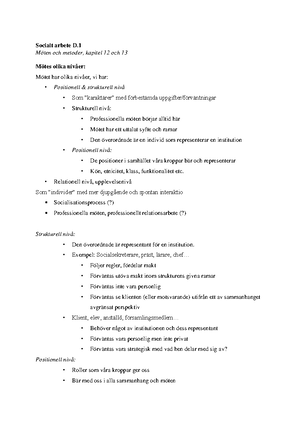 Socialt Arbete D.1 Kapitel 1 - Socialt Arbete D. Kapitel 1 Boken Tar ...