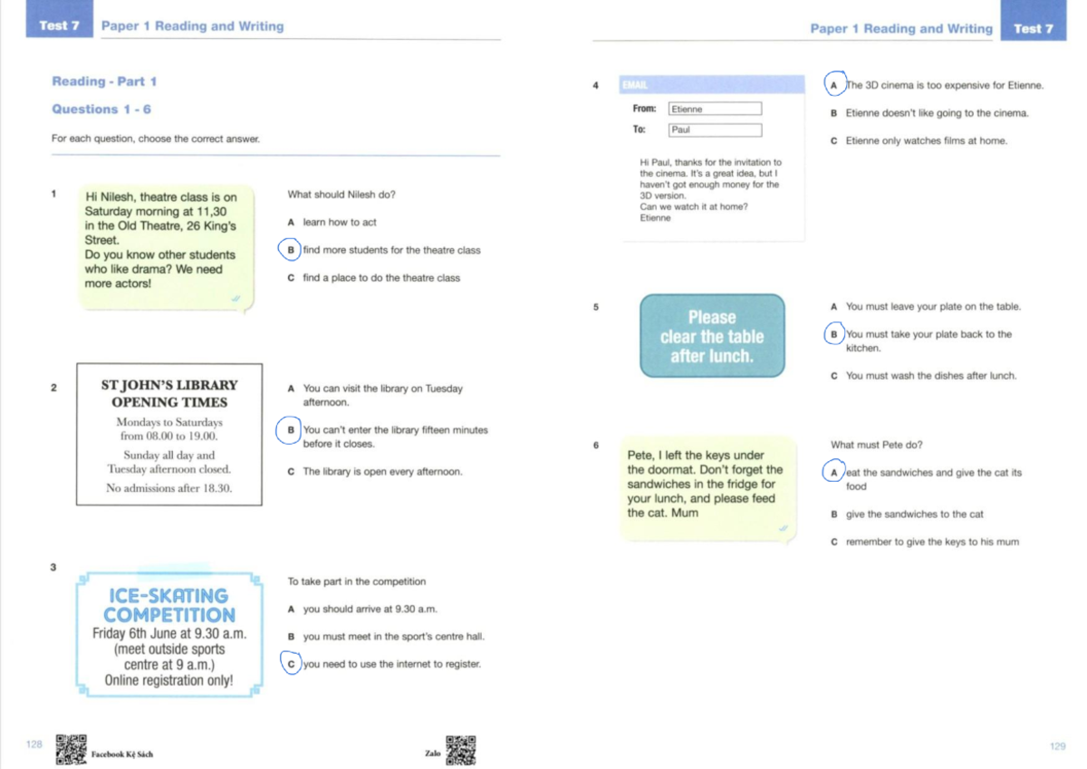Test 7 Test 7 Paper 1 Reading and Writing Paper 1 Reading and Writing