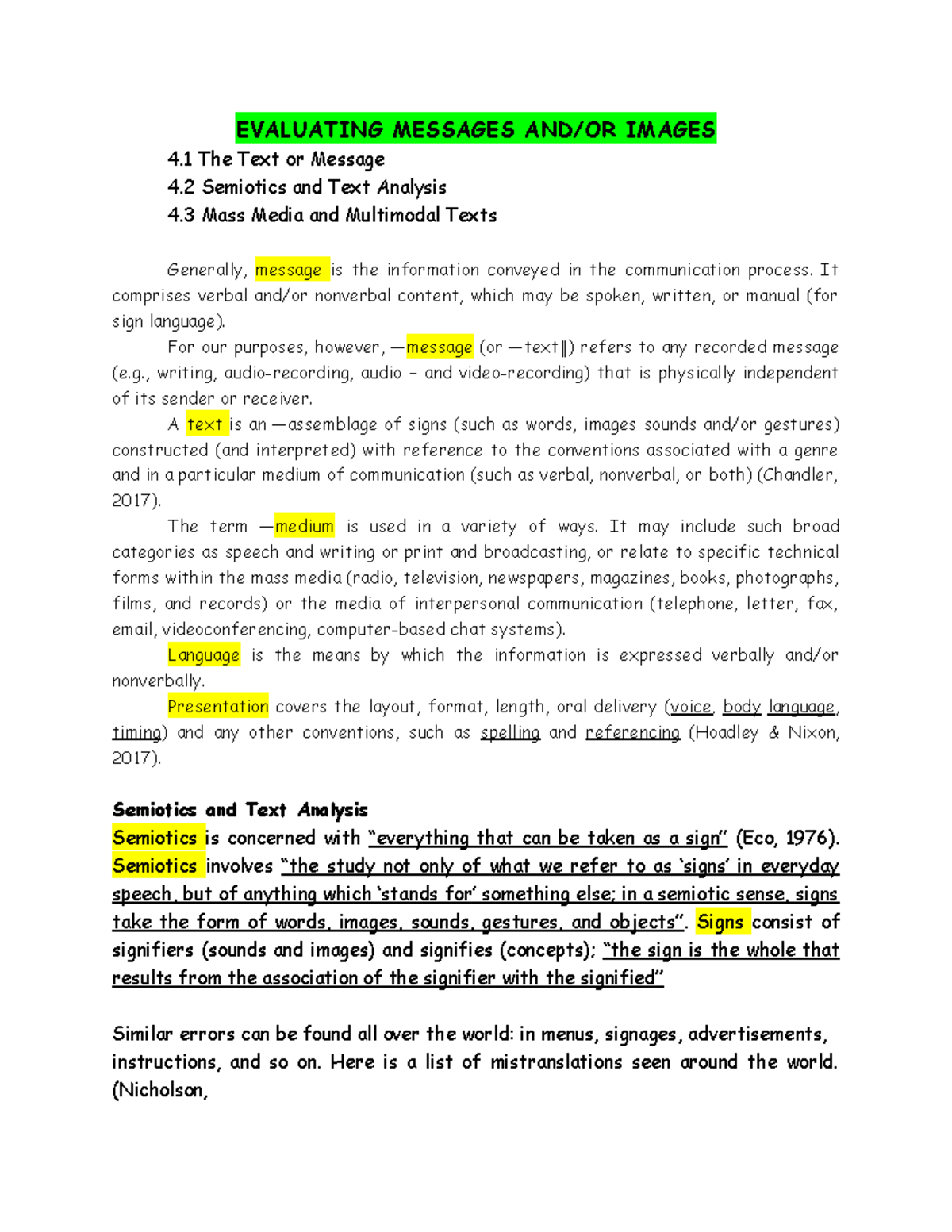 Evaluating Messages and-or Images (Pur Com Study Guide) - EVALUATING ...