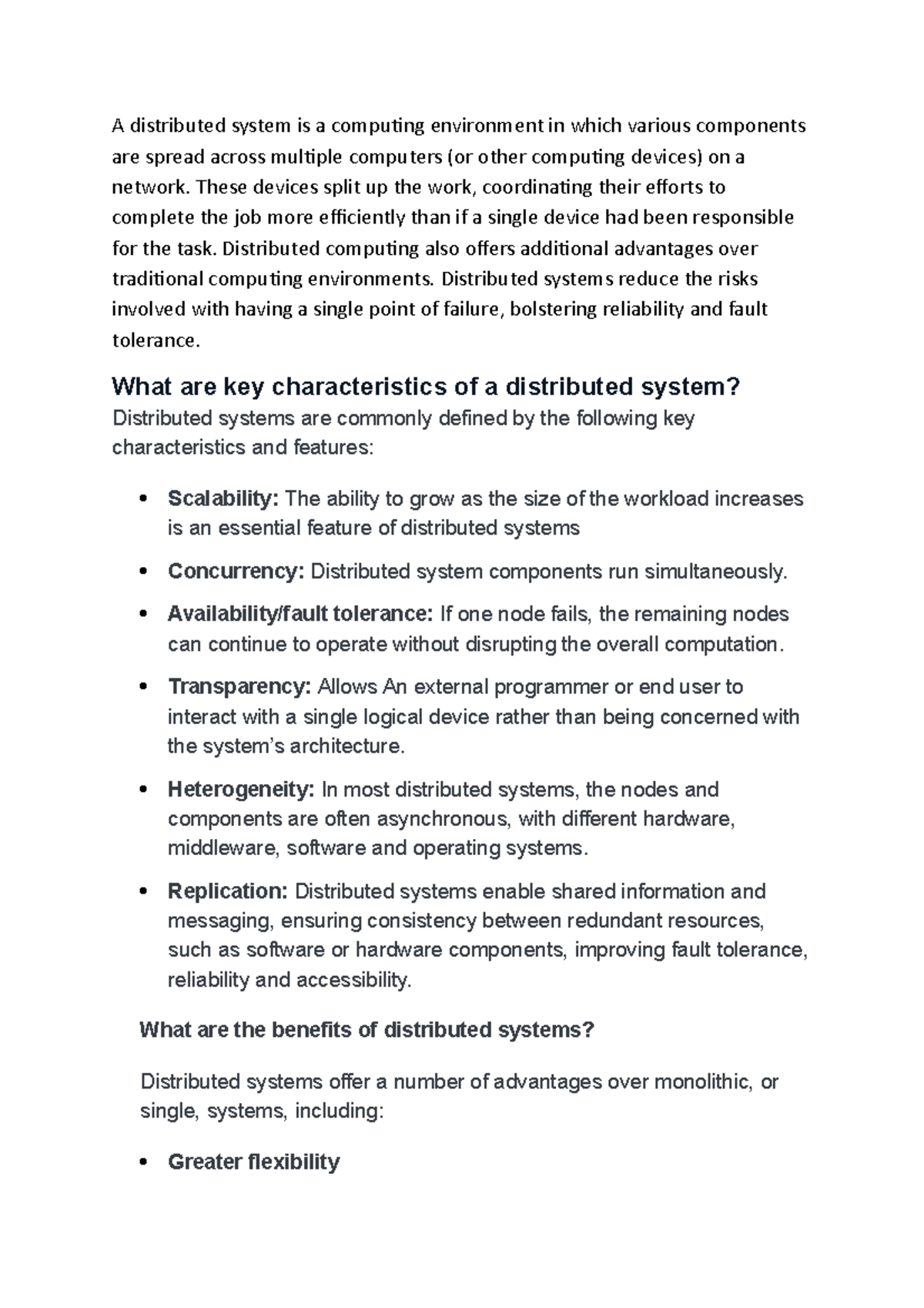 Unit 1 Computer Networks - A distributed system is a computing ...