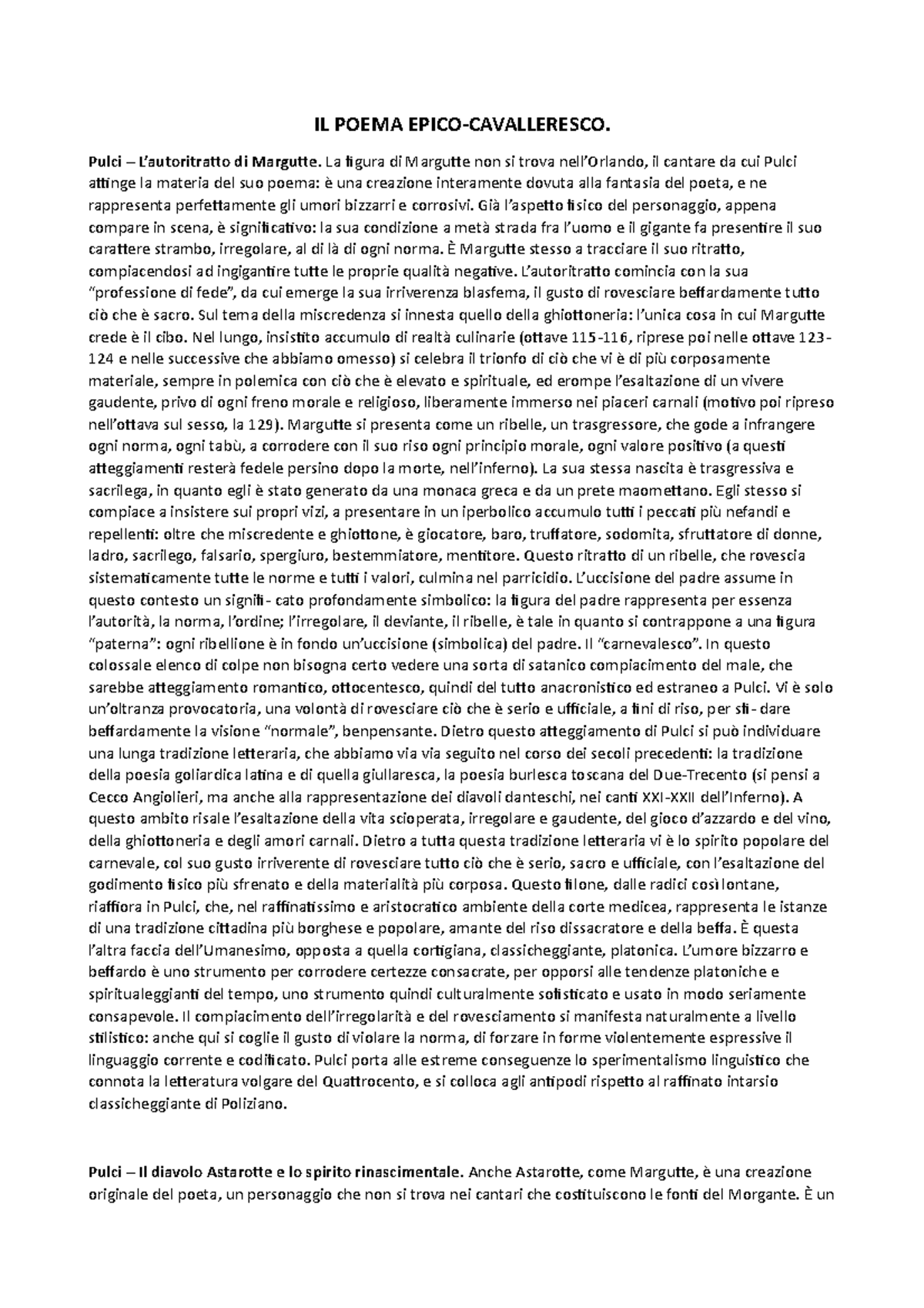 IL Poema Epico Cavalleresco Lingua francese