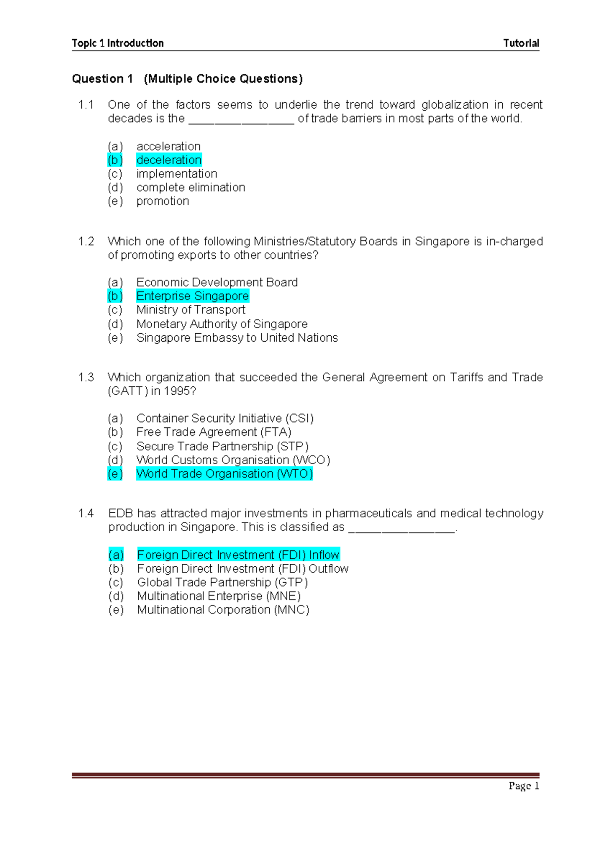 Topic 1 Tutorial Qns - cdbdwdjndjwnfjwdnfw - Topic 1 Introduction ...