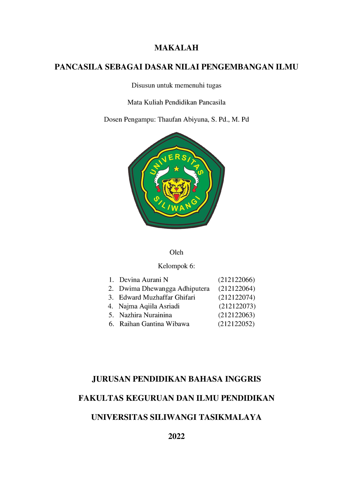 Makalah Pancasila Sebagai Dasar Nilai Pengembangan ILMU - Lengkap ...