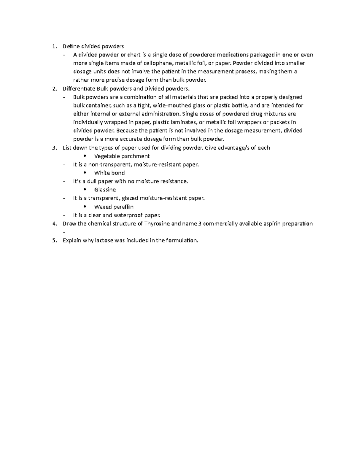 WS1 - assignment on pdds lab - Define divided powders A divided powder ...