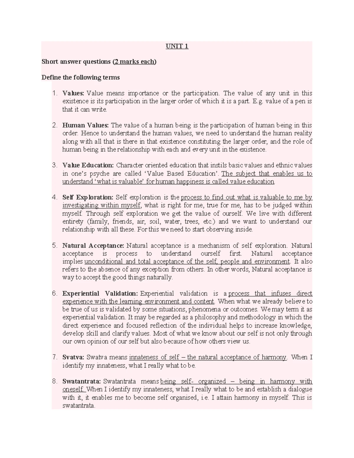UHV UNIT 3 PART 1 - uhv notes for university exam - Unelerstanding ...