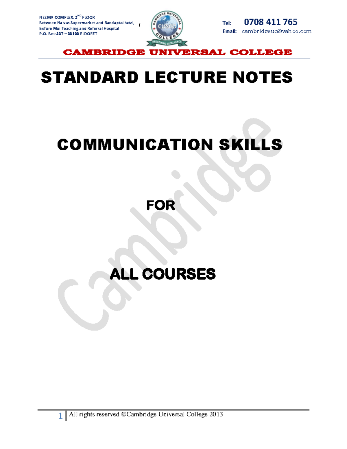 Communication Skills - Lecture Notes 1234 - Communication Skills ...