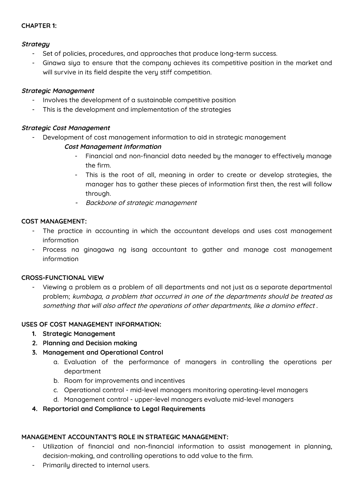 Strat -C1-C2 - CHAPTER 1: Strategy - Set of policies, procedures, and ...