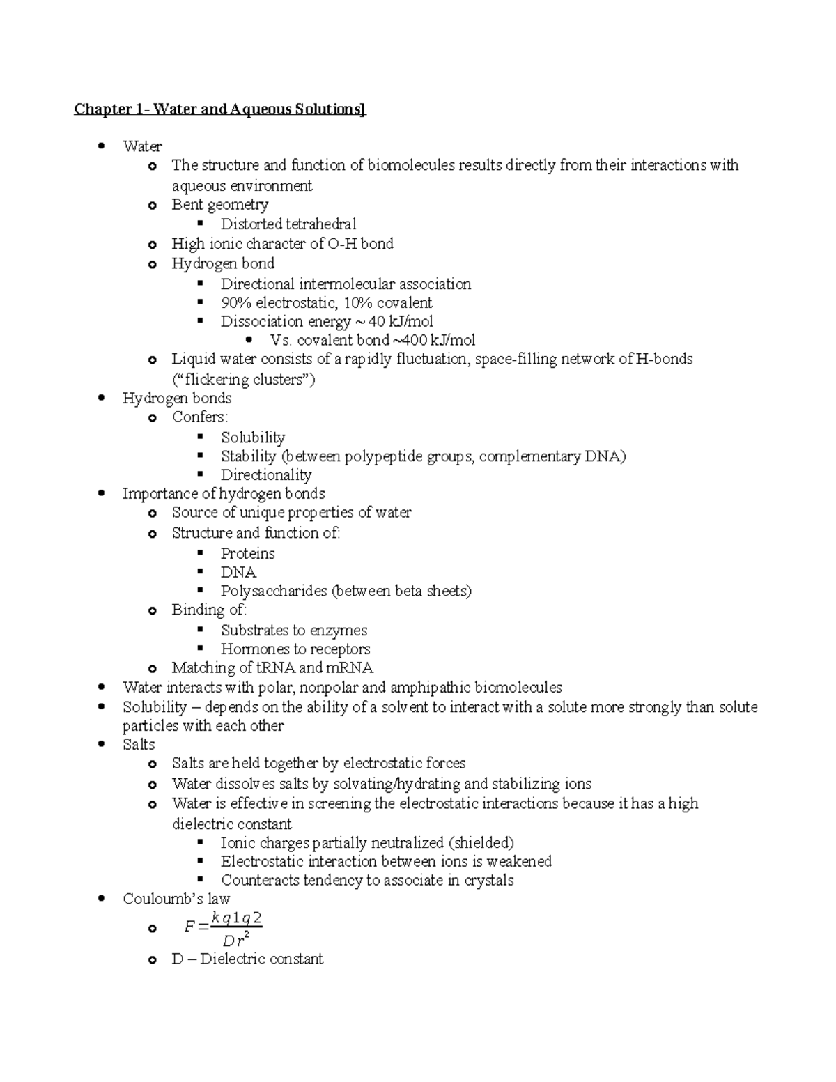 Biochem Exam #1 - Study Guide - BIOS 371 - Studocu