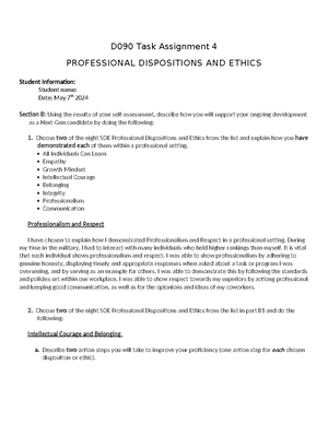 D091 Task 4 - Task 4 - D091 Task Assignment 3 TEACHING SELF-EVALUATION ...