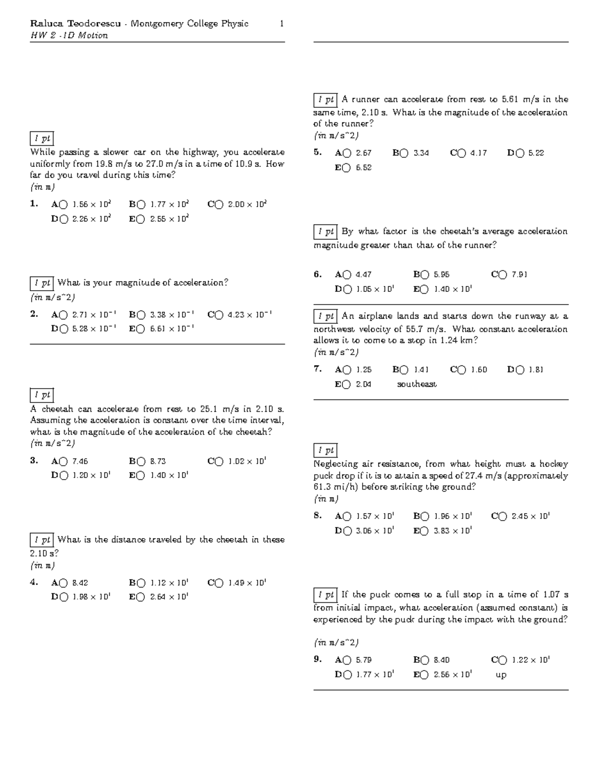 homework 2 1d motion 21 22 answers