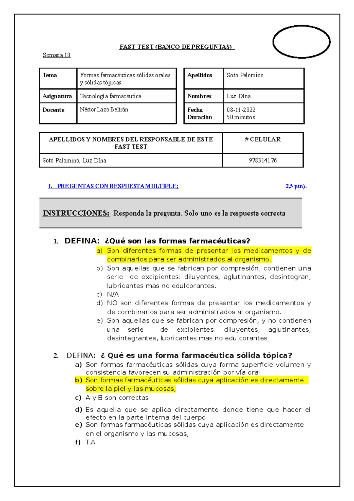 FAST TEST - EXAMEN FINAL - FAST TEST (BANCO DE PREGUNTAS) Semana 10 ...