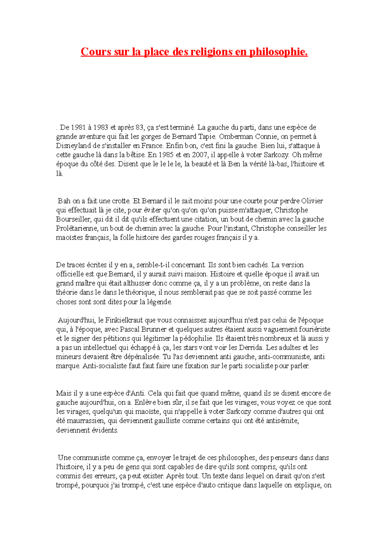 Cours sur la place des religions en philosophie - REL6111 - UdeM - Studocu