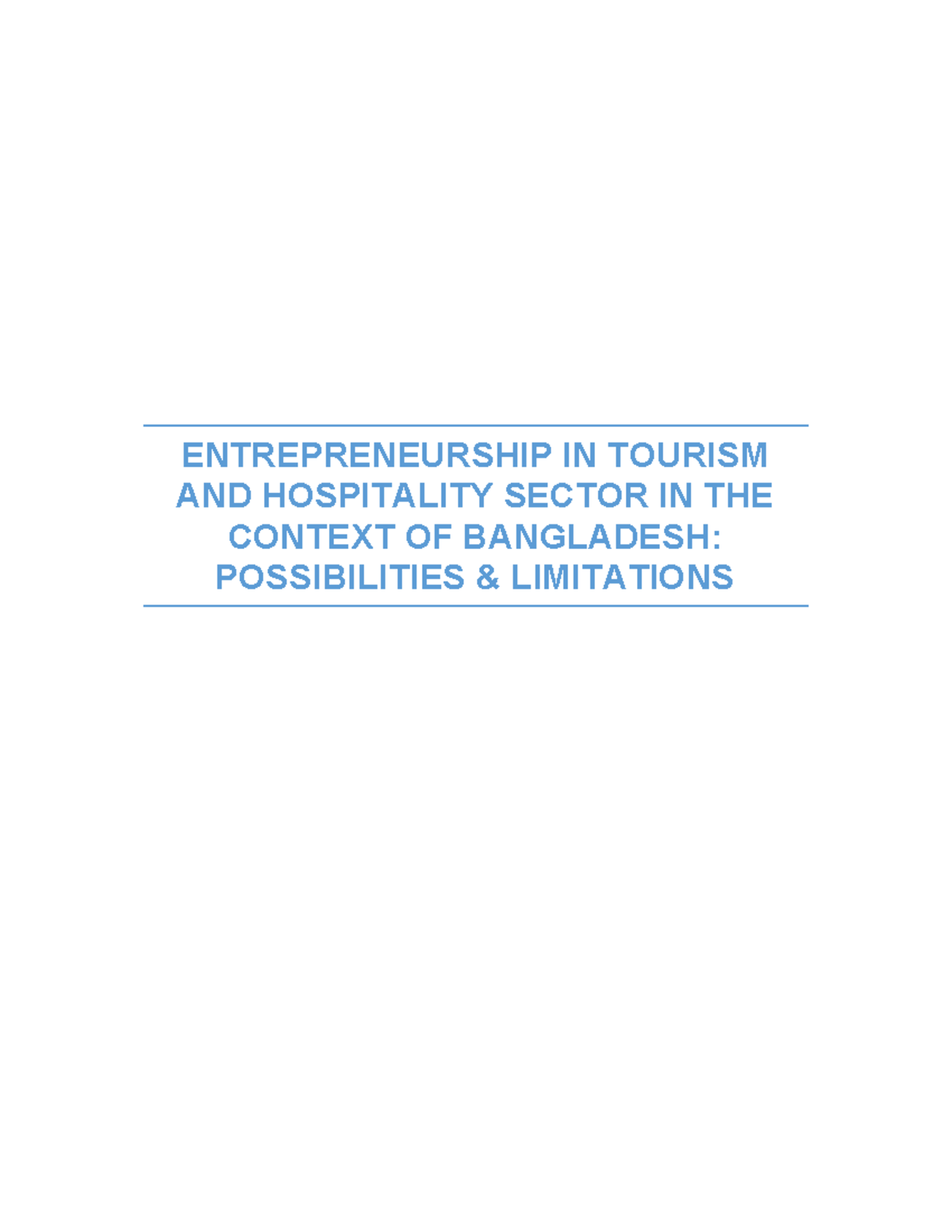 006 B Termpaper - ENTREPRENEURSHIP IN TOURISM AND HOSPITALITY SECTOR IN ...