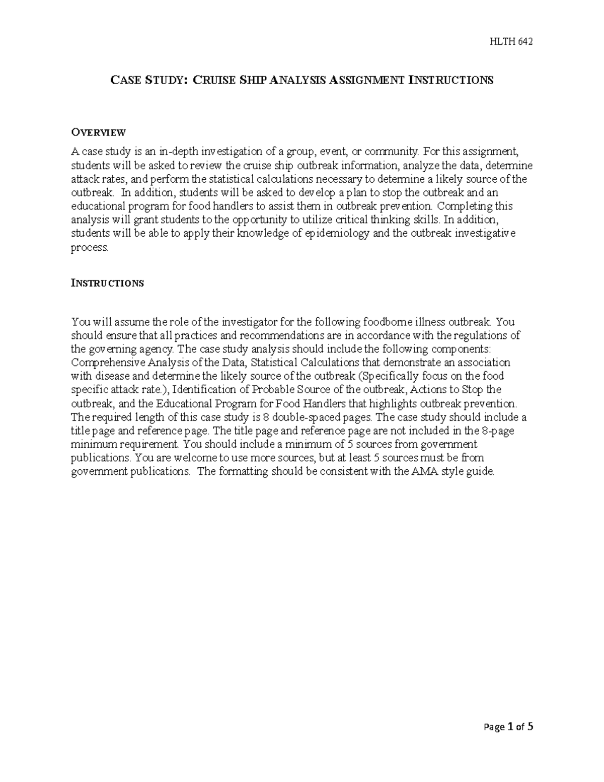Case Study Cruise Ship Analysis Assignment Instructions - CASE STUDY ...